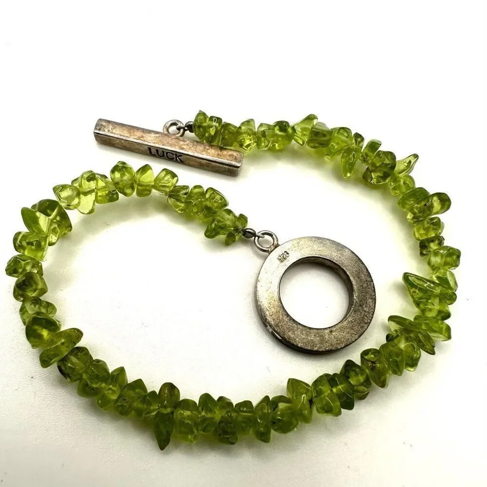 Peridot sterling silver luck toggle bracelet